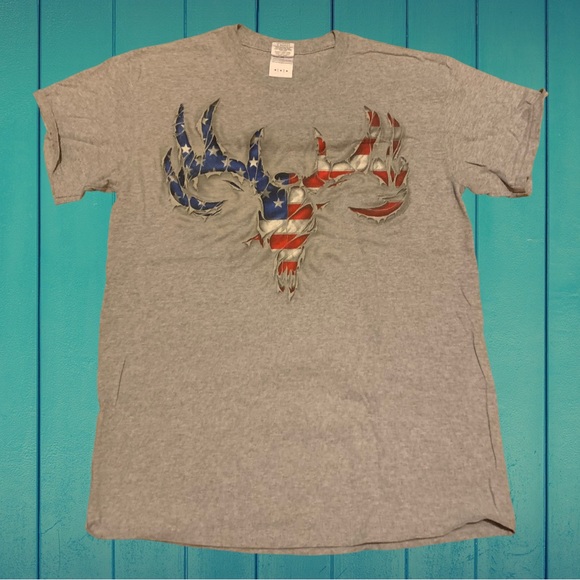 Bone Collector Brand Hunting Logo Shirt Real Tree Skull Stand For Flag Freedom - Picture 1 of 6